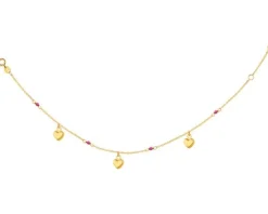 Złota bransoletka z cyrkoniami , ankier - serca