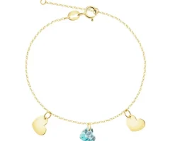 Złota bransoletka z cyrkoniami - serca