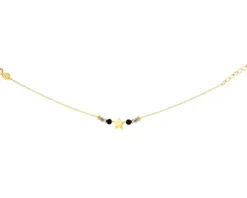 Złota bransoletka z cyrkoniami, ankier - gwiazda