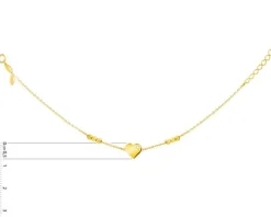 Złota bransoletka z cyrkonią, ankier - serce