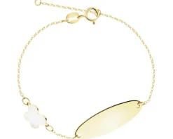 Złota bransoletka z emalią i blaszką - motyl