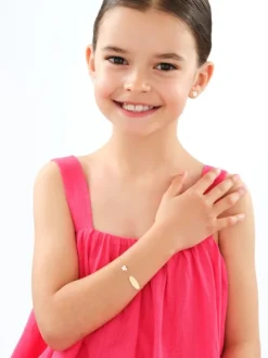 Złota bransoletka z emalią i blaszką - motyl