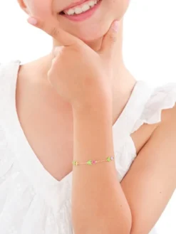 Złota bransoletka z emalią - kwiaty