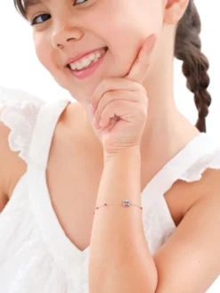 Złota bransoletka z emalią, ankier - sowa