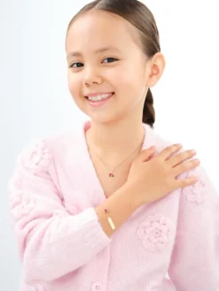 Złota bransoletka z emalią i blaszką - wóz strażacki