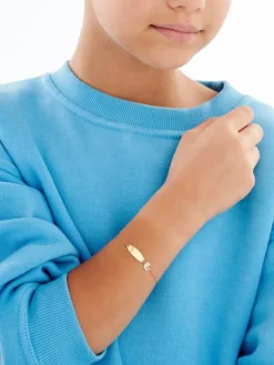 Złota bransoletka z emalią, blaszką, ankier - alpaka