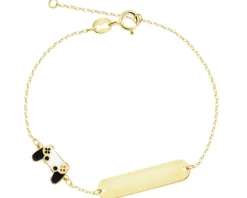 Złota bransoletka z emalią i blaszką - joypad