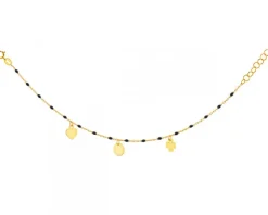 Złota bransoletka z emalią - Serce, kółko, koniczyna