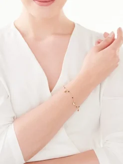 Złota bransoletka z emalią - serca