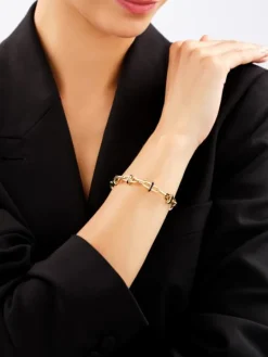 Złota bransoletka z emalią - paper clip