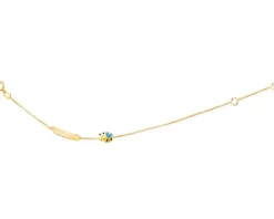 Złota bransoletka z emalią, blaszką, ankier - pszczółka