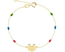 Złota bransoletka z emalia, ankier - puzzel