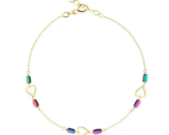 Złota bransoletka z hematytami - serca