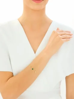 Złota bransoletka z malachitem syntetycznym - gwiazdy