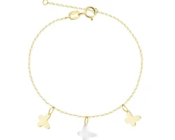 Złota bransoletka z masą perłową - motyle