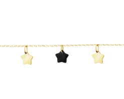 Złota bransoletka z onyksem syntetycznym - gwiazdy