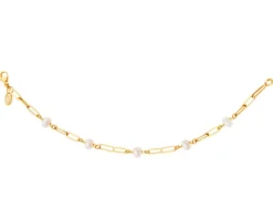 Złota bransoletka z perłami - paper clip