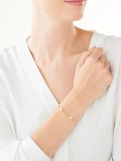 Złota bransoletka z perłami - paper clip