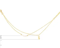 Złota bransoletka z perłami, ankier - nieskończoność