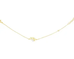 Złota bransoletka z perłami, ankier - liście