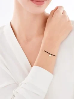 Złota bransoletka ze szkłem, ankier - serce