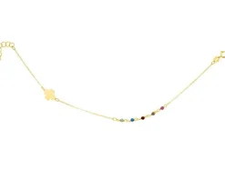 Złota bransoletka ze szkłem, ankier - koniczyna