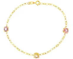 Złota bransoletka ze szkłem szlifowanym, ankier