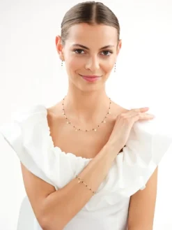 Złota bransoletka ze szkłem szlifowanym, ankier - gwiazdy