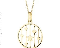 Złota zawieszka - gwiazda, serca