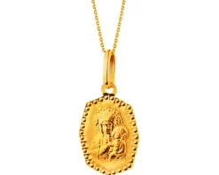 Złota zawieszka - medalik Matka Boska Częstochowska