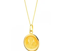 Złota zawieszka - medalik Matka Boska Częstochowska