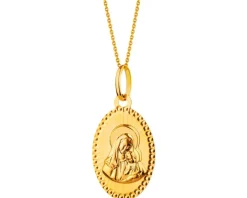 Złota zawieszka - medalik Matka Boska