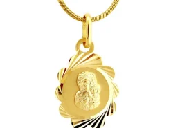 Złota zawieszka - medalik Matka Boska Częstochowska