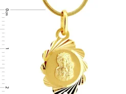 Złota zawieszka - medalik Matka Boska Częstochowska