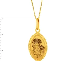 Złota zawieszka - medalik Matka Boska Częstochowska
