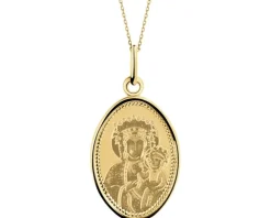 Złota zawieszka - medalik Matka Boska Częstochowska