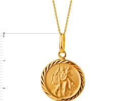Złota zawieszka - medalik św. Krzysztof z dzieciątkiem Jezus
