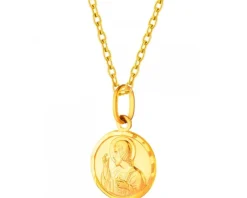 Złota zawieszka - medalik z wizerunkiem Chrystusa
