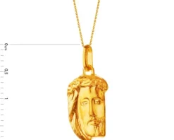 Złota zawieszka - medalik z wizerunkiem Chrystusa