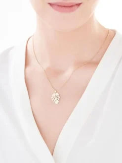 Złota zawieszka  - monstera