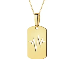 Złota zawieszka - nieśmiertelnik, EKG serca