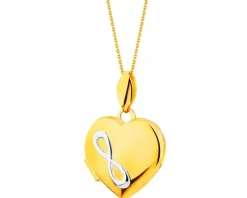 Złota zawieszka - puzderko - serce, nieskończoność