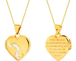 Złota zawieszka - puzderko - serce, stópki