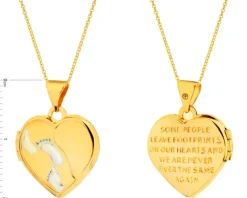 Złota zawieszka - puzderko - serce, stópki