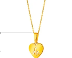 Złota zawieszka - serce, EKG serca
