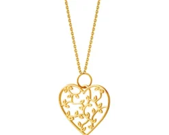 Złota zawieszka - serce, liście