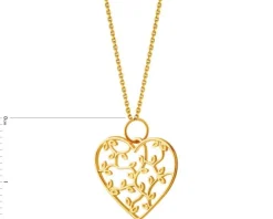 Złota zawieszka - serce, liście