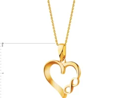 Złota zawieszka - serce, nieskończoność