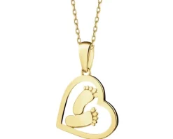 Złota zawieszka - serce, stópki