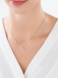 Złota zawieszka - serce, strzała Amora